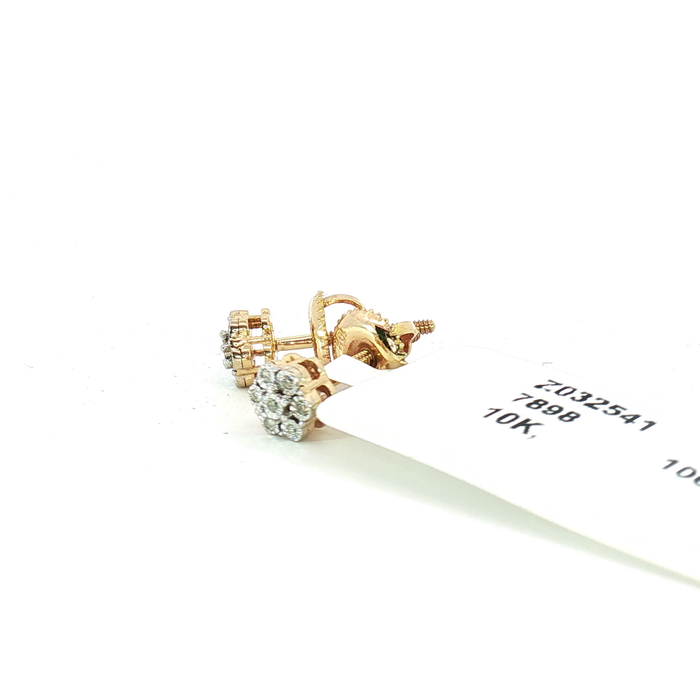 10K 0.04CT Diamond Flower Cluster Stud Earrings in Yellow Gold