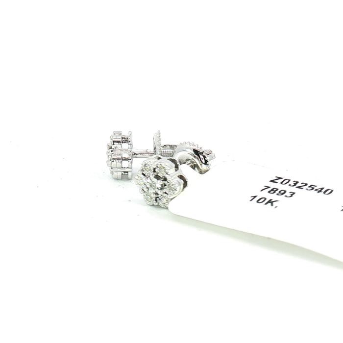 10K 0.05CT Diamond Floral Cluster Stud Earrings in White Gold