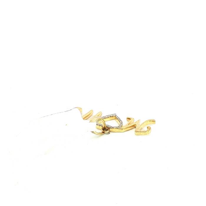 10K 0.05CT Diamond Heart 'Mom' Pendant in Yellow Gold