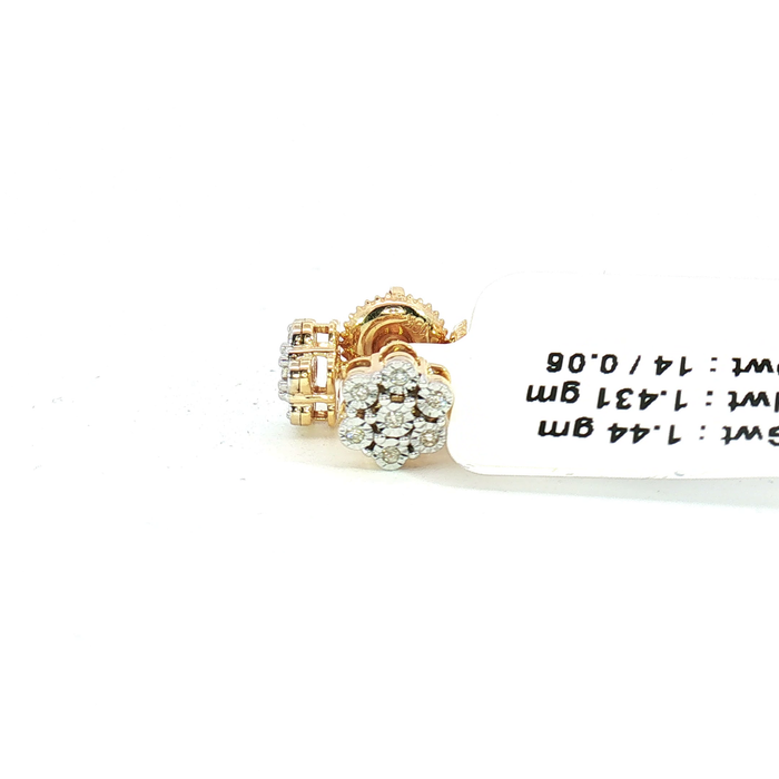 10K 0.06CT Diamond Flower Cluster Stud Earrings in Yellow Gold