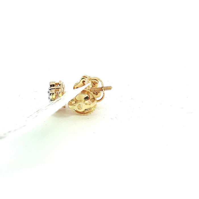 10K 0.06CT Diamond Flower Cluster Stud Earrings in Yellow Gold