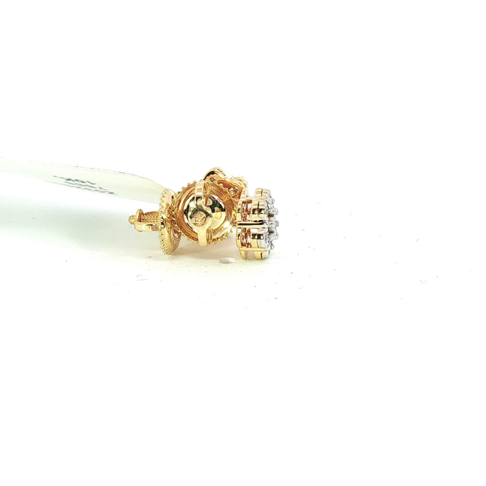 10K 0.06CT Diamond Flower Cluster Stud Earrings in Yellow Gold