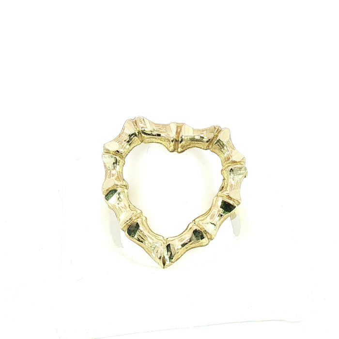 10K Bamboo Heart Ring in Yellow Gold