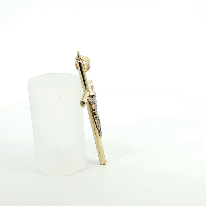 10k Bicolor Yellow and White Gold Cylindrical Crucifix Pendant