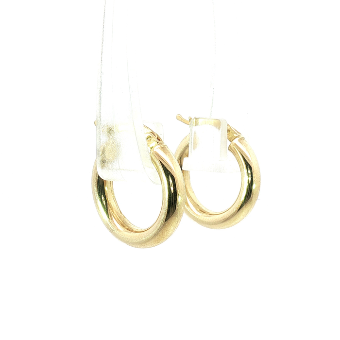 10K Classic Domed Hoop Earrings in Yellow Gold