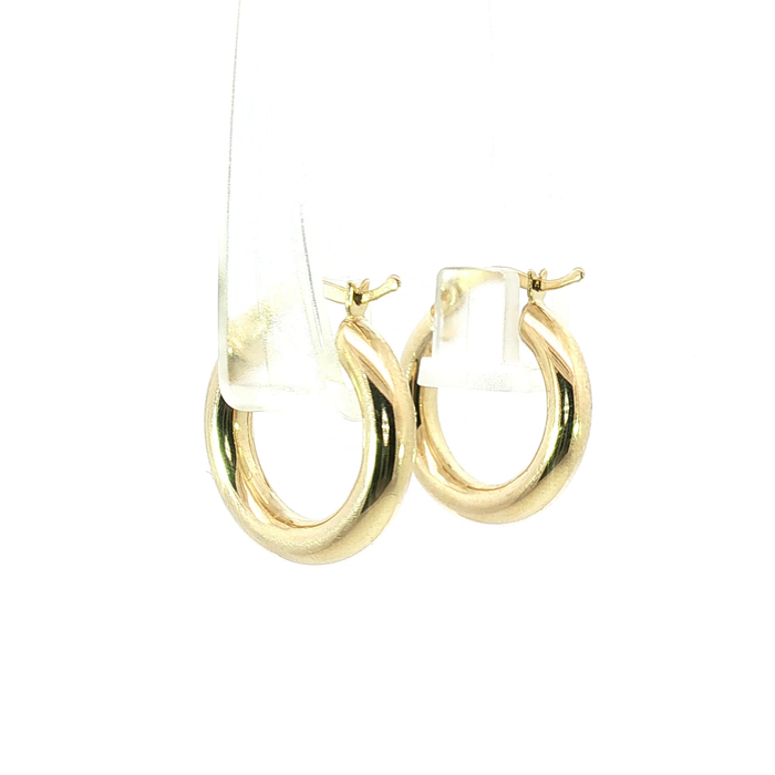 10K Classic Domed Hoop Earrings in Yellow Gold
