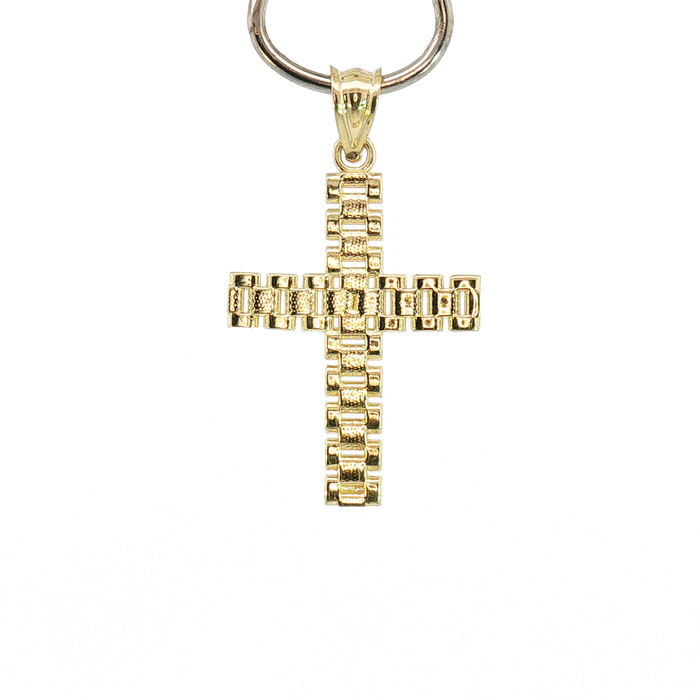 10K Classic Link Cross Pendant in Yellow Gold