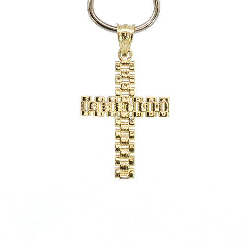 10K Classic Link Cross Pendant in Yellow Gold