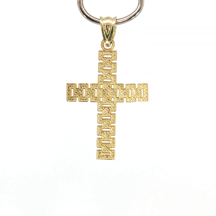 10K Classic Link Cross Pendant in Yellow Gold