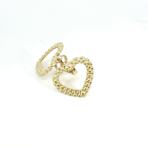 10K Classic Presidential link Heart Stud Earrings in Yellow Gold