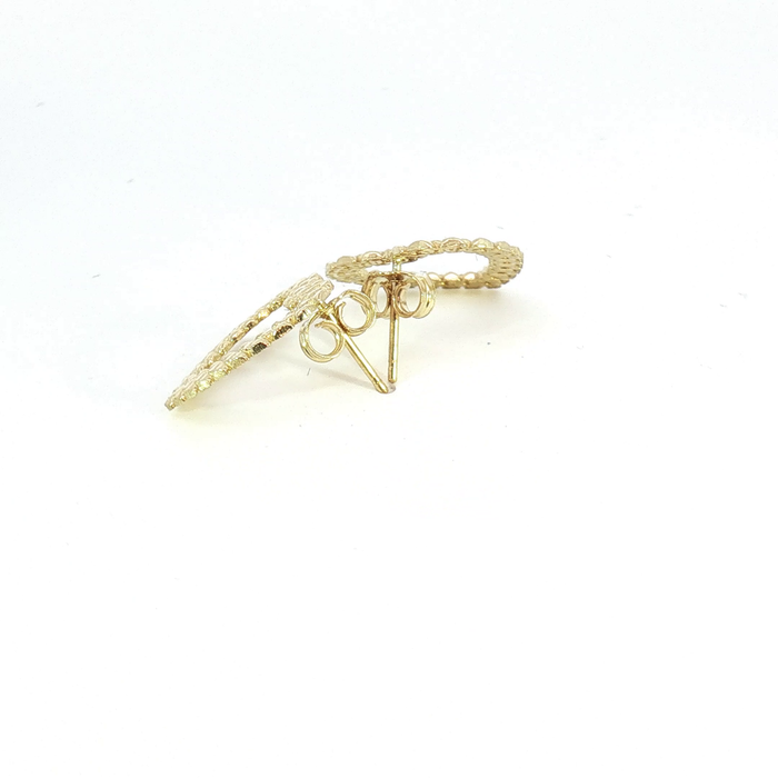 10K Classic Presidential link Heart Stud Earrings in Yellow Gold