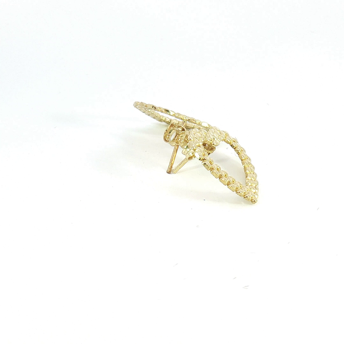 10K Classic Presidential link Heart Stud Earrings in Yellow Gold