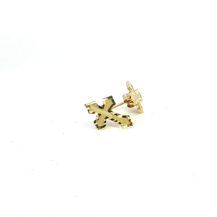 10K Cross Stud Earrings in Yellow Gold