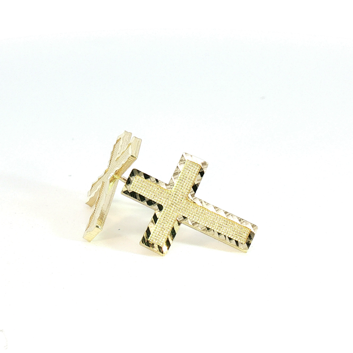 10K Cross Stud Earrings in Yellow Gold