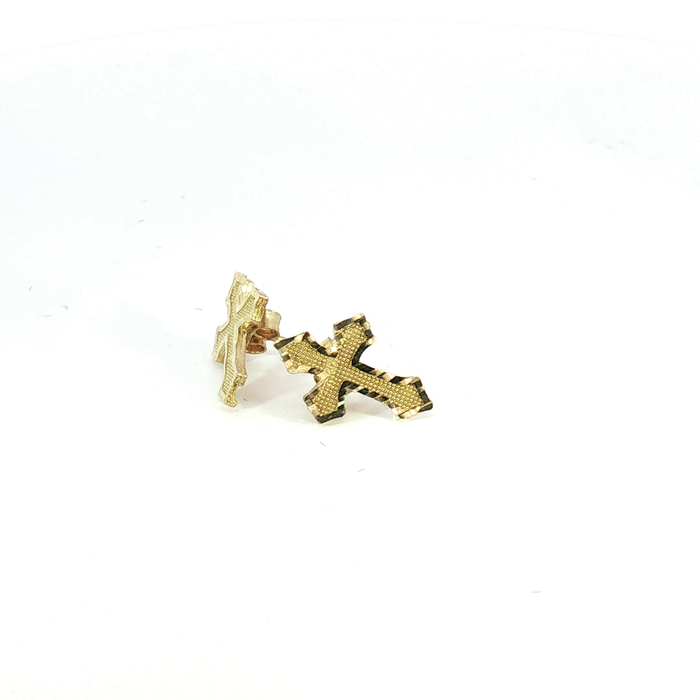 10K Cross Stud Earrings in Yellow Gold