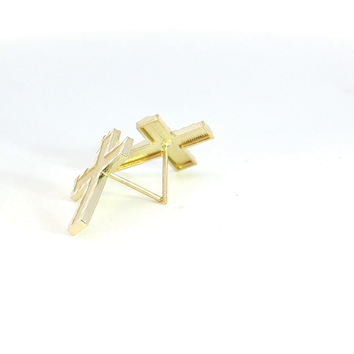 10K Cross Stud Earrings in Yellow Gold