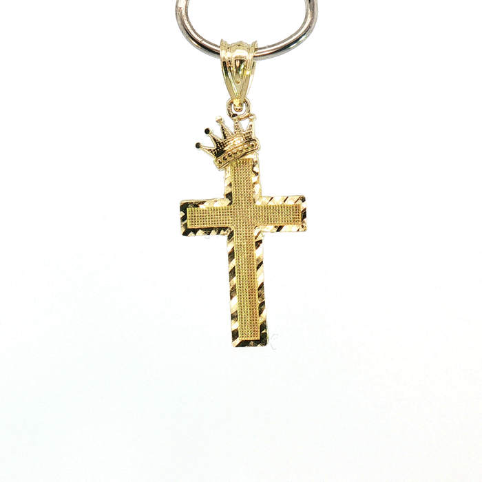 10K Crown Cross Pendant — Yellow Gold
