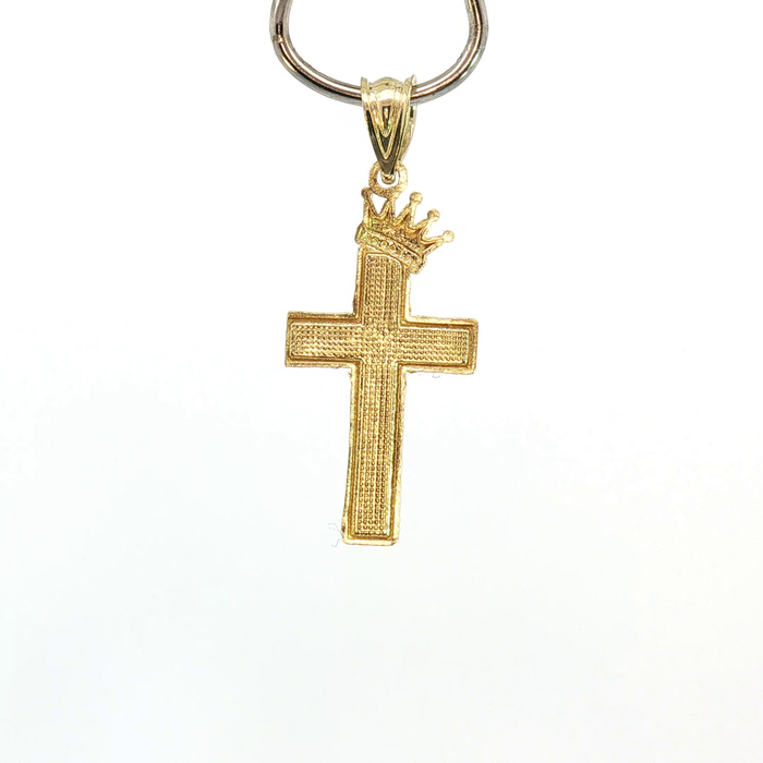 10K Crown Cross Pendant — Yellow Gold