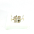 10K Crystal Clover Ring in Yellow Gold