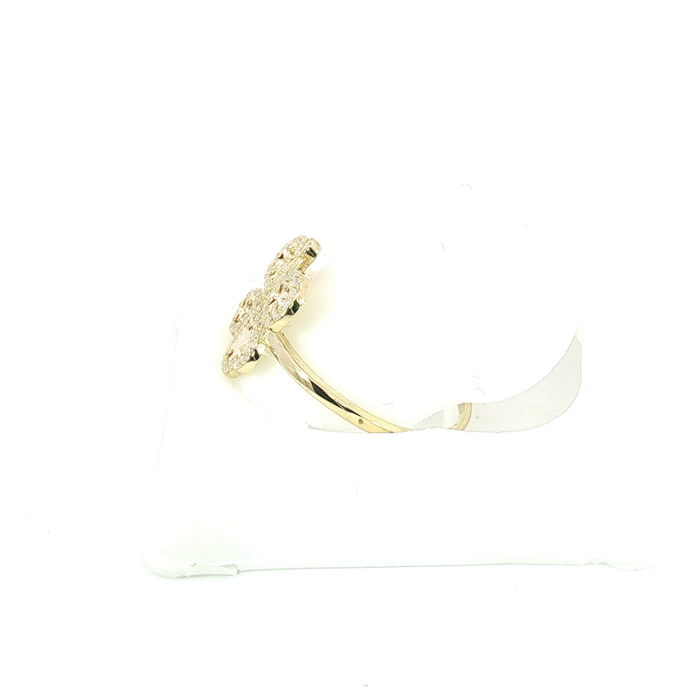 10K Crystal Clover Ring in Yellow Gold
