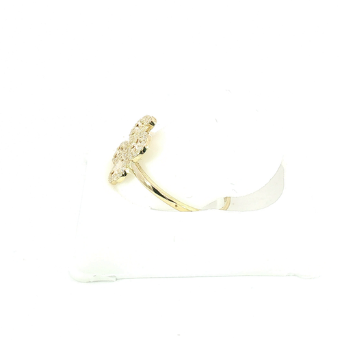10K Crystal Clover Ring in Yellow Gold