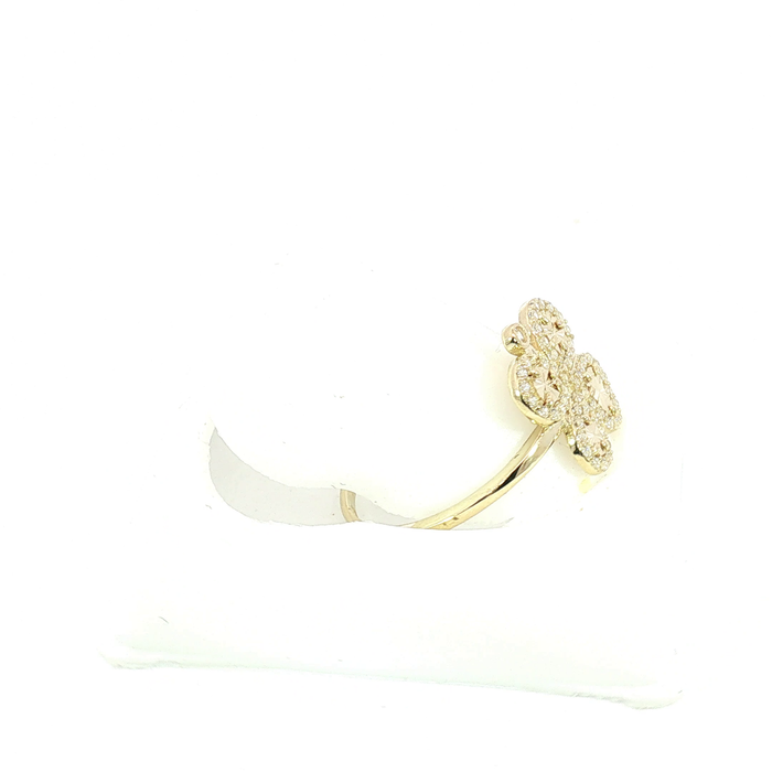 10K Crystal Clover Ring in Yellow Gold