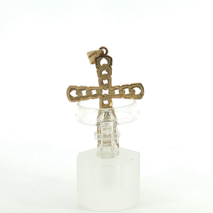 10k Curb Link Cross Pendant in Yellow Gold
