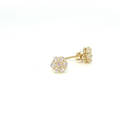 10K CZ Crystal Floral Cluster Stud Earrings in Yellow Gold