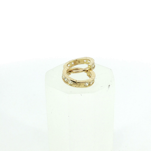 10K Diamond Channel-Set Hoop Huggie Earrings in Yellow Gold