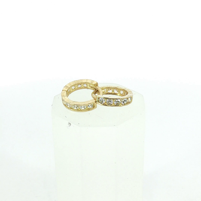 10K Diamond Channel-Set Hoop Huggie Earrings in Yellow Gold
