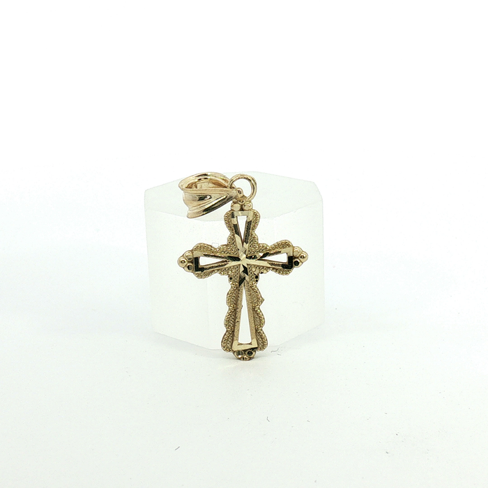 10k Diamond-Cut Cross Pendant