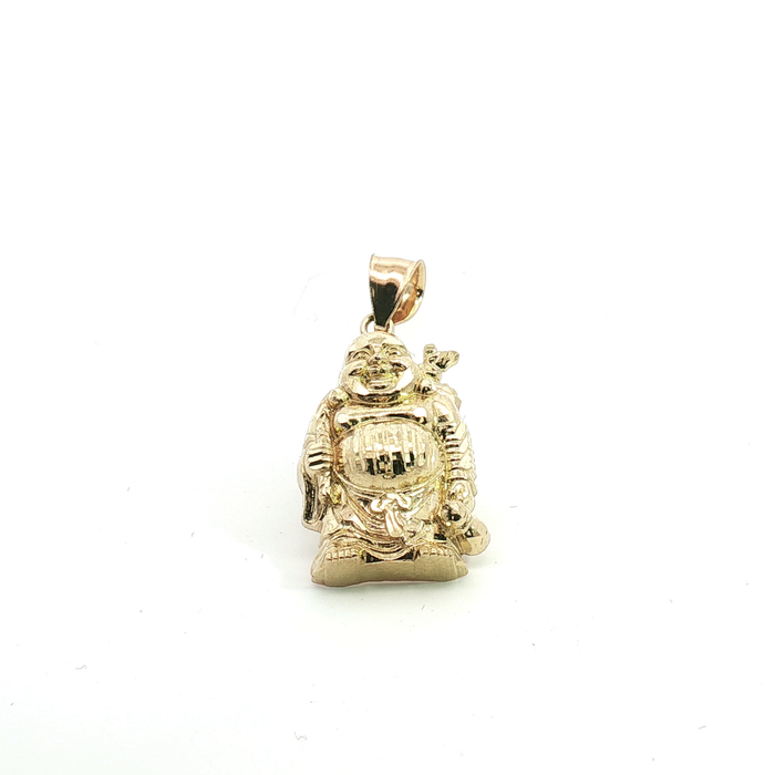 10K Diamond-Cut Laughing Buddha Pendant