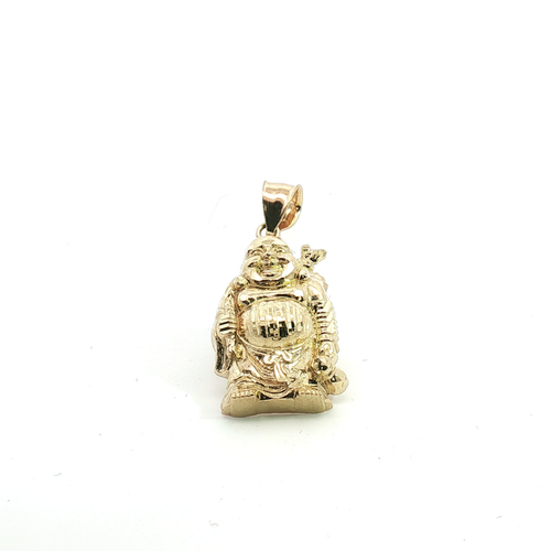 10K Diamond-Cut Laughing Buddha Pendant