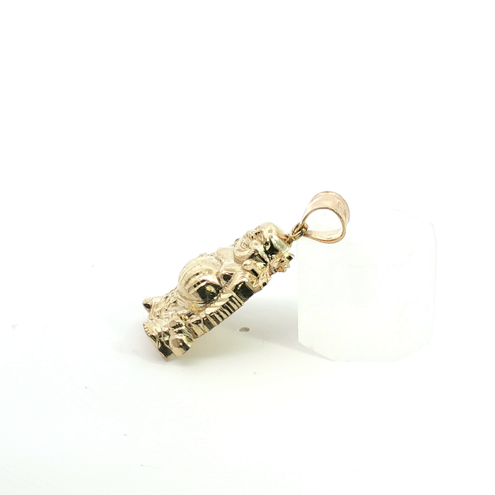 10K Diamond-Cut Laughing Buddha Pendant