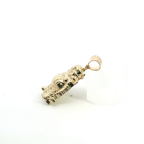 10K Diamond-Cut Laughing Buddha Pendant