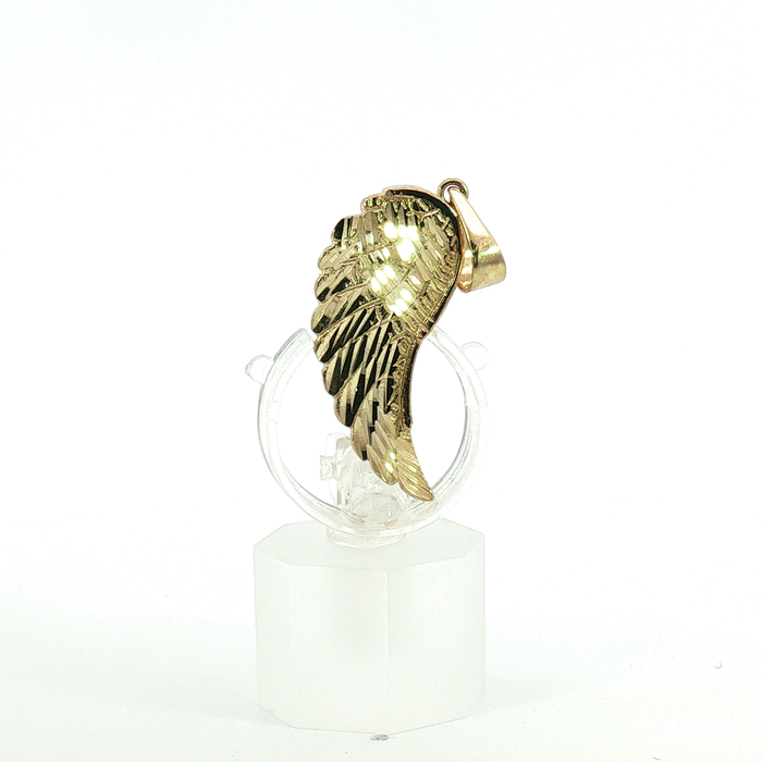 10k Diamond-Cut Yellow Gold Angel Wing Pendant