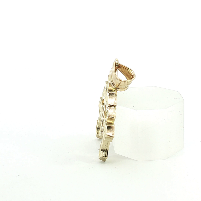 10k Diamond-Cut Yellow Gold Triple Cross Pendant