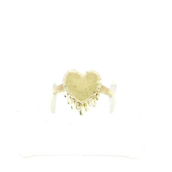10K Dripping Heart Ring in Yellow Gold