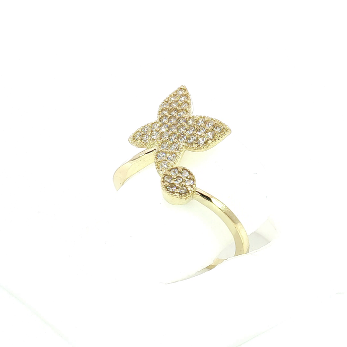 10K Gold and Crystal Butterfly Ring