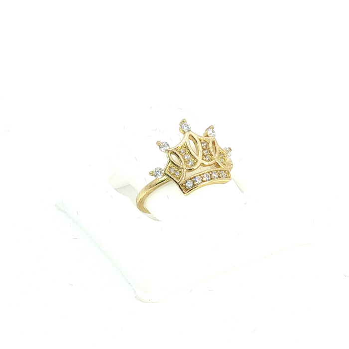 10K Gold and Crystal Crown Ring