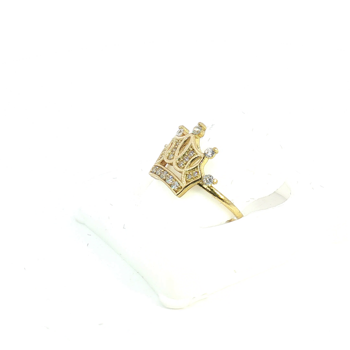10K Gold and Crystal Crown Ring