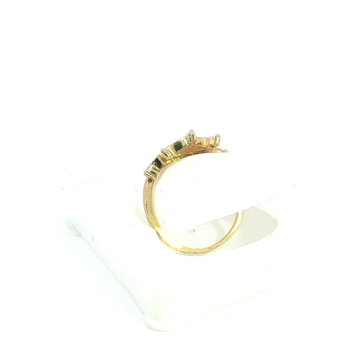 10K Gold and Crystal Crown Ring