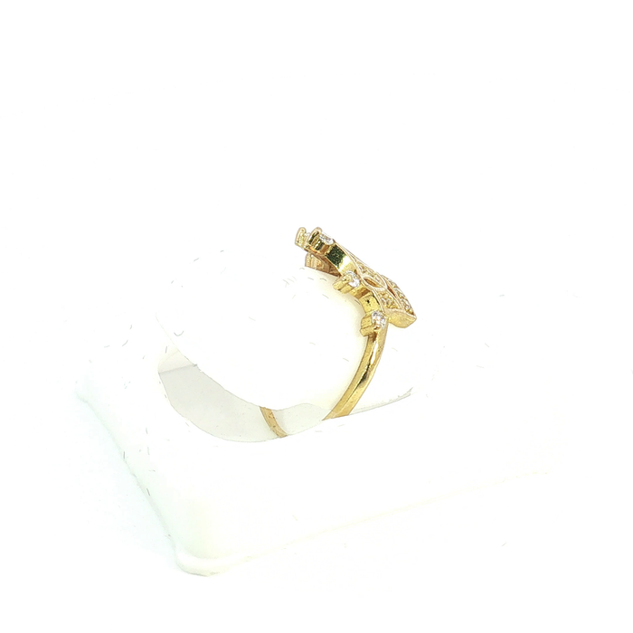 10K Gold and Crystal Crown Ring
