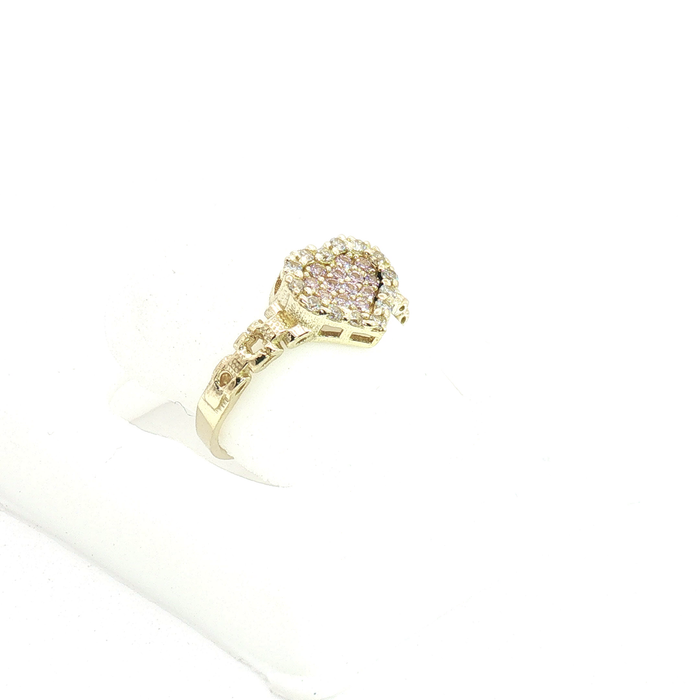 10K Gold and Crystal Gold Heart Ring