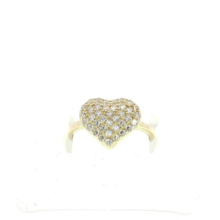 10K Gold and Crystal Heart Ring