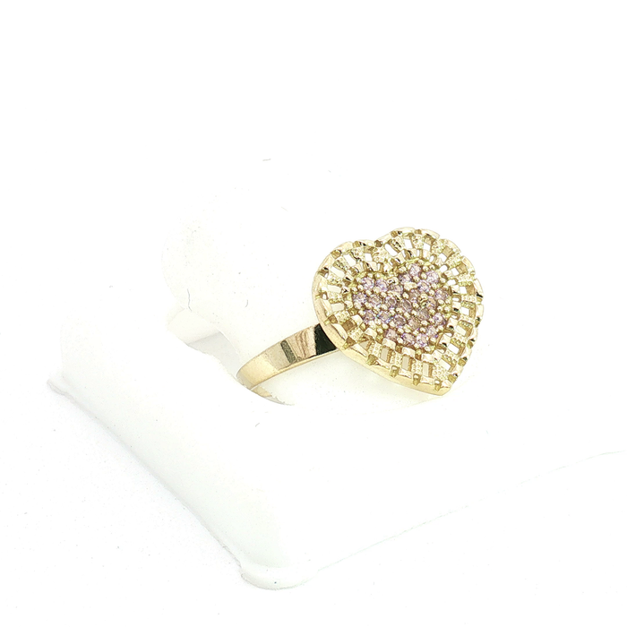 10K Gold and Crystal Heart Ring