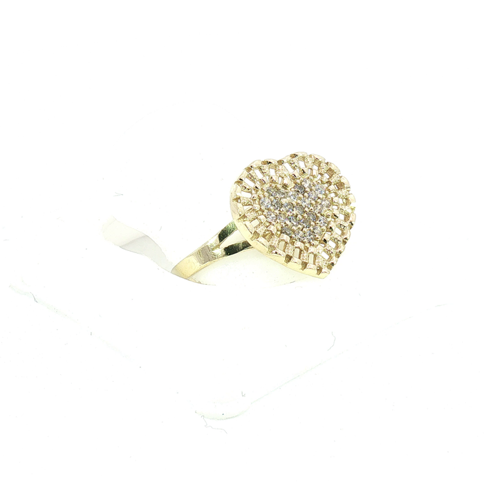 10K Gold and Crystal Heart Ring