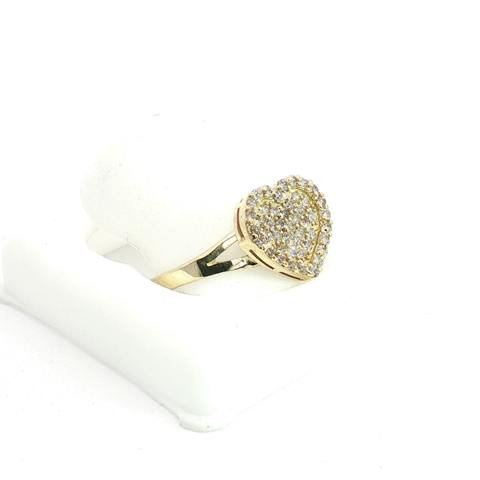 10K Gold and Crystal Heart Ring