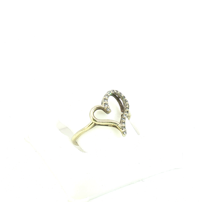 10K Gold and Crystal Heart Ring