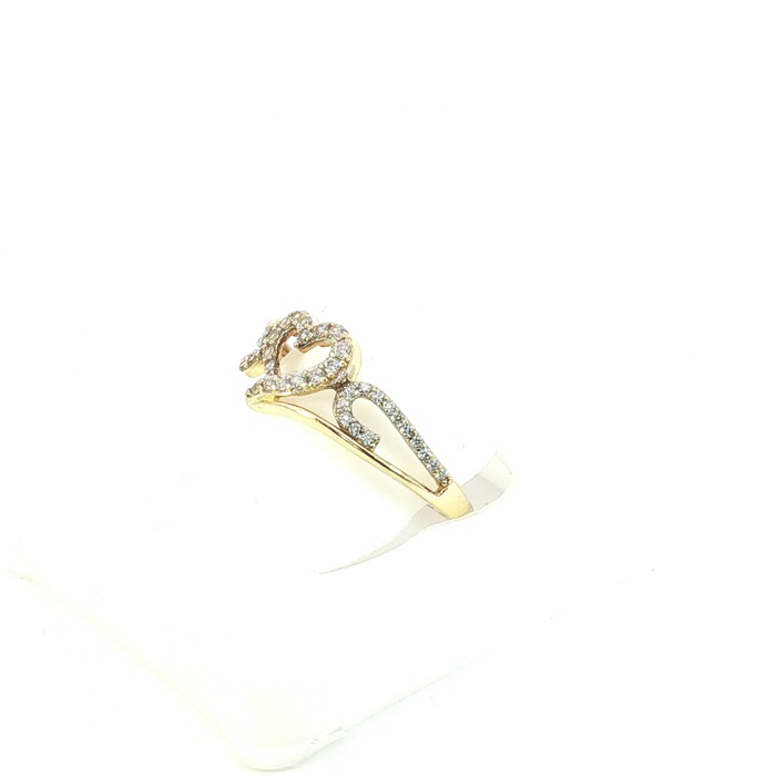 10K Gold and Crystal Heart Ring